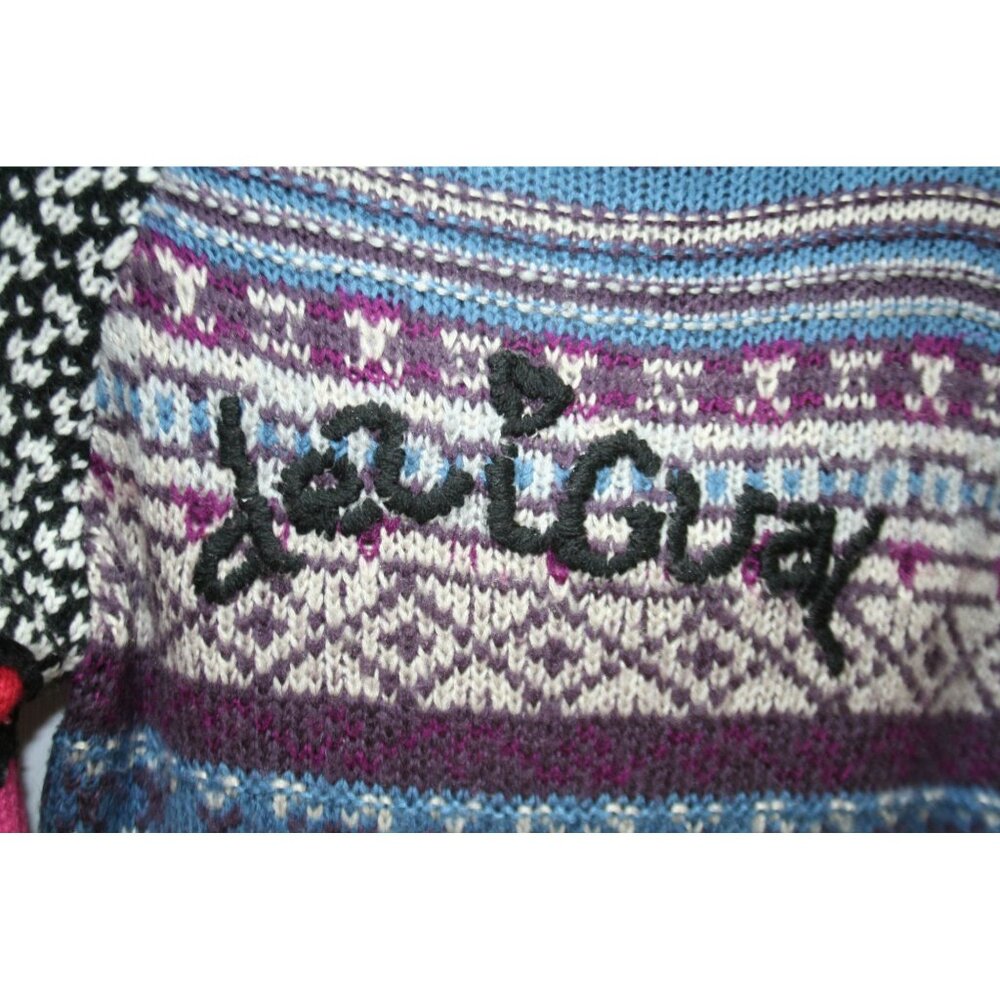 Desigual Larita 37J2151 Patchwork Knit Sweater Womens Small Artsy Boho Indie - Picture 3 of 9